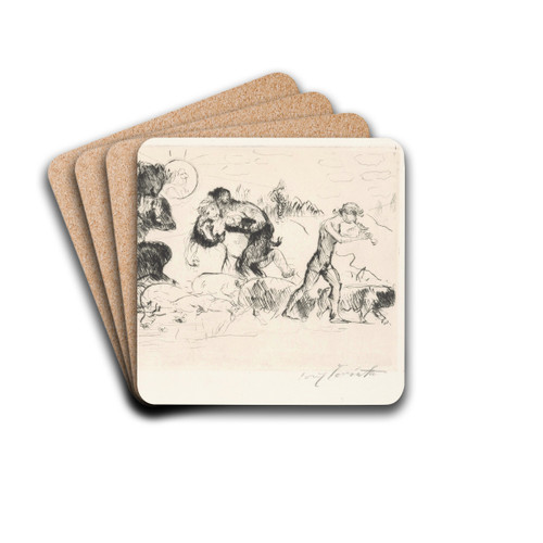 Saters, een nimf, een faun en een toom varkens by Lovis Corinth Drink Coasters - set of 4