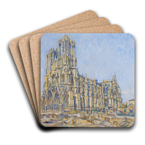 Cathdrale de Reims (ct sud) by Germain David-Nillet Art Drink Coaster set Cathdrale de Reims (ct sud) by Germain David-Nillet Art Drink Coaster set