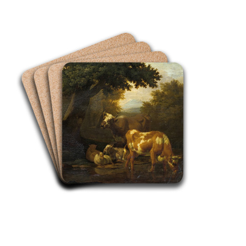 Cattle at the Watering Place by Dirck van Bergen Drink Coasters - set of 4
