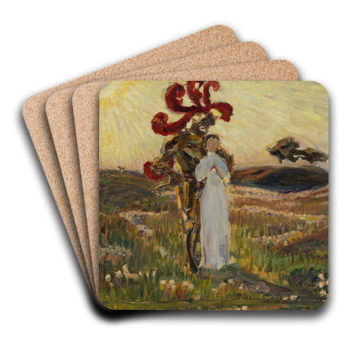 Sketch for The Knight and the Maid by Richard Bergh Art Drink Coaster set