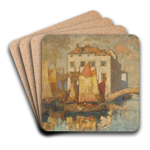 Fisherman In Chioggia by Konstantin Ivanovich Gorbatov Art Drink Coaster set