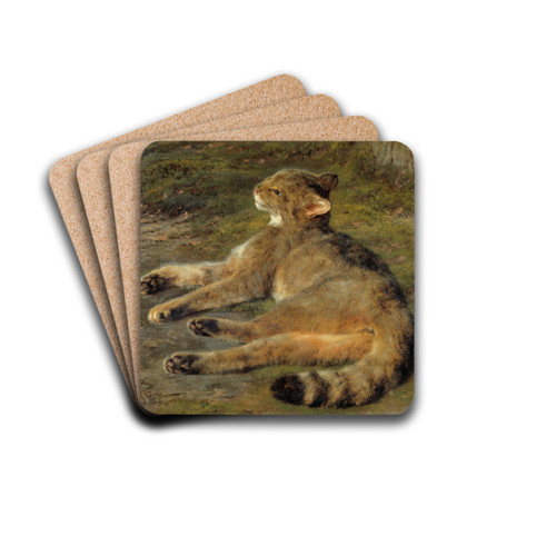 Wild Cat by Rosa Bonheur Drink Coasters - set of 4