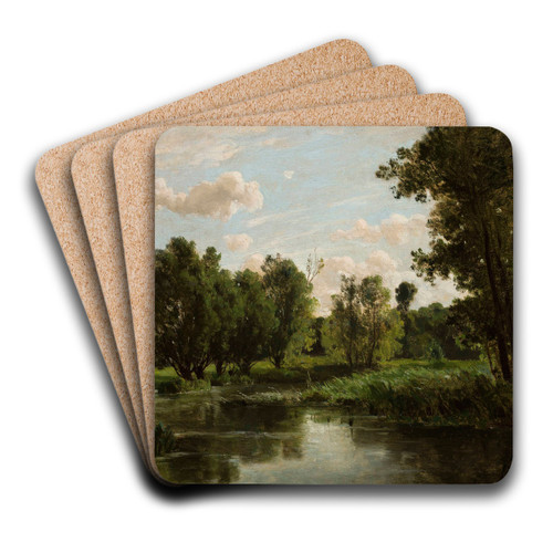 Lake in the forest by Jzef Szermentowski Art Drink Coaster set Lake in the forest by Jzef Szermentowski Art Drink Coaster set