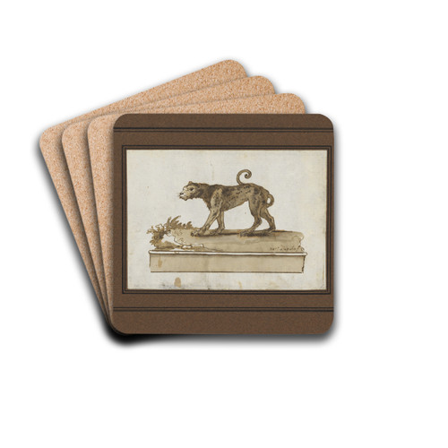 A Leopard, Moving to the Left (on a Base) by Giovanni Domenico Tiepolo Drink Coasters - set of 4