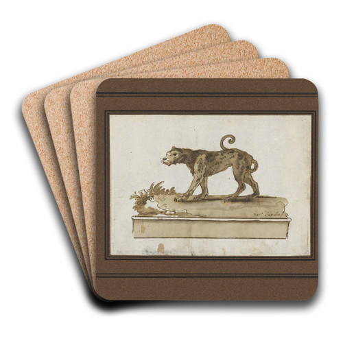 A Leopard, Moving to the Left (on a Base) by Giovanni Domenico Tiepolo Art Drink Coaster set