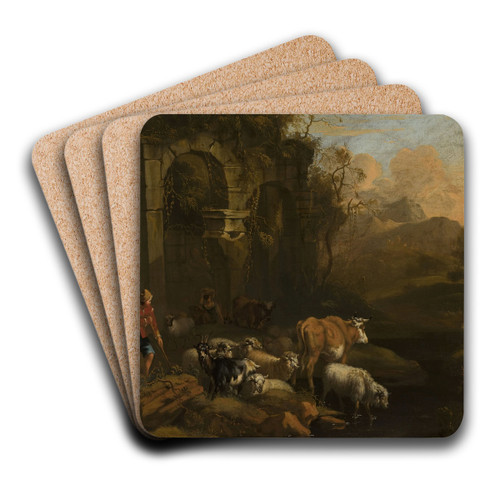 Cattle at the waterhole by Michiel Carree Art Drink Coaster set