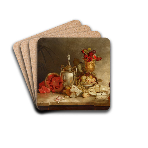 Still Life of Fruit and Urn by Theodore Clement Steele Drink Coasters - set of 4