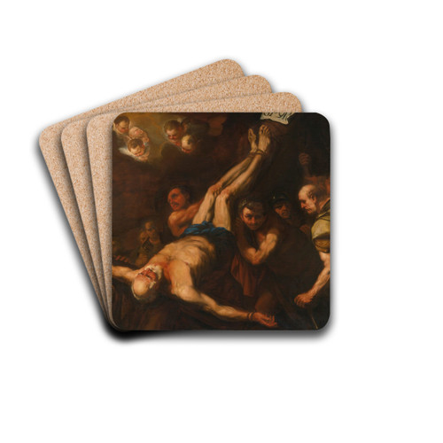 Crucifixion Of St. Peter by Luca Giordano Drink Coasters - set of 4