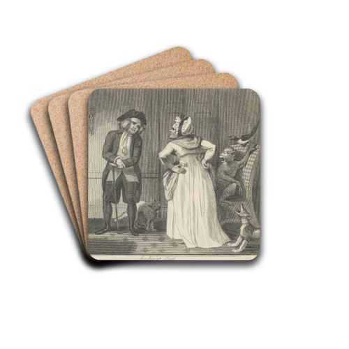 Fable XXV. The Scold and the Parrot by John Wootton Drink Coasters - set of 4 Fable XXV. The Scold and the Parrot by John Wootton Drink Coasters - set of 4