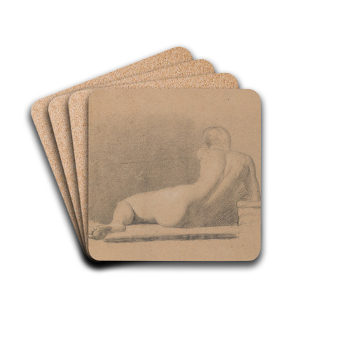 Study of a Reclining, Nude Figure by Benjamin Robert Haydon Drink Coasters - set of 4
