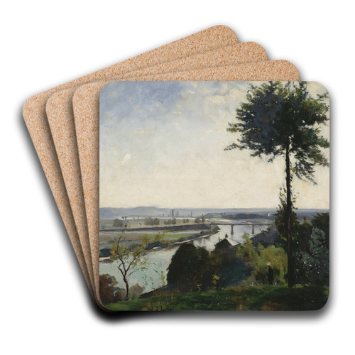 The Tree and the River III (The Seine at Bois-le-Roi) by Carl Fredrik Hill Art Drink Coaster set