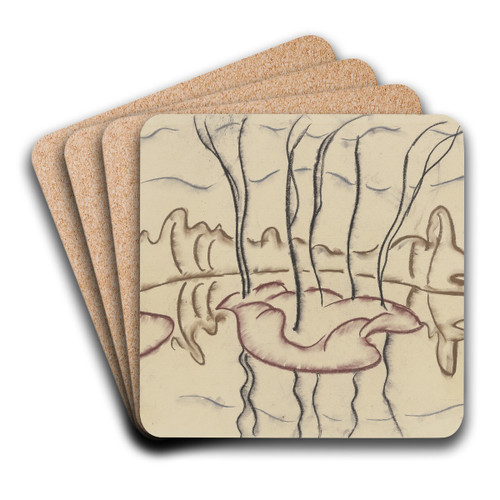 Park island in the pond by Walter Ophey Art Drink Coaster set