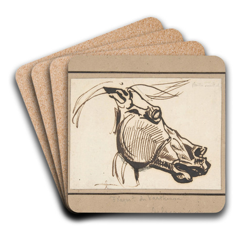 Head of a Horse, after the Parthenon by Eugne Delacroix Art Drink Coaster set