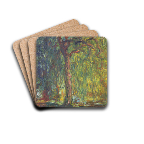 Weeping Willow by Claude Monet Drink Coasters - set of 4