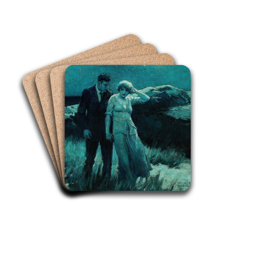 Moonlit Walk by William Henry Dethlef Koerner Drink Coasters - set of 4
