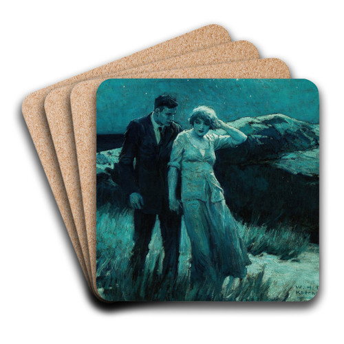 Moonlit Walk by William Henry Dethlef Koerner Art Drink Coaster set