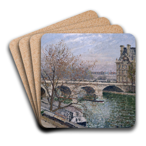 Le Pont Royal et le Pavillon de Flore by Camille Pissarro Art Drink Coaster set