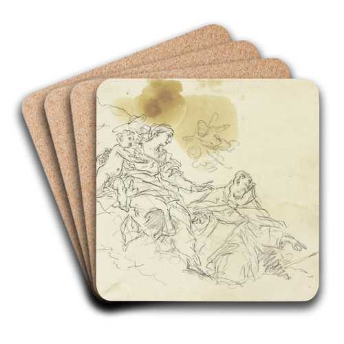 Madonna auf Wolken, von einem Heiligen verehrt by Gaspare Diziani Art Drink Coaster set