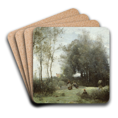 Arleux-Palluel, The Bridge of Trysts by Jean-Baptiste-Camille Corot Art Drink Coaster set Arleux-Palluel, The Bridge of Trysts by Jean-Baptiste-Camille Corot Art Drink Coaster set