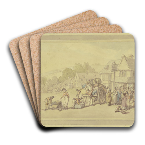 Soldaten an einem Wirtshaus by Thomas Rowlandson Art Drink Coaster set