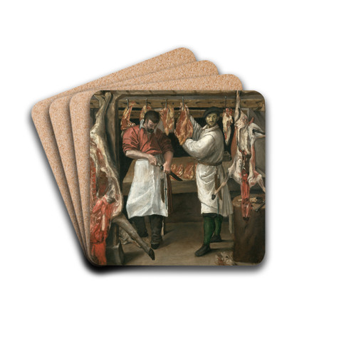 The Butcher's Shop by Annibale Carracci Drink Coasters - set of 4