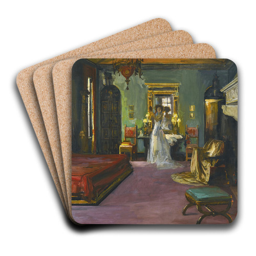 Mrs Rosen's Bedroom by Sir John Lavery Art Drink Coaster set Mrs Rosen's Bedroom by Sir John Lavery Art Drink Coaster set