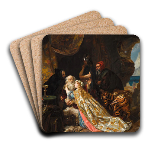 King Lear and Cordelia by Edward Matthew Ward Art Drink Coaster set King Lear and Cordelia by Edward Matthew Ward Art Drink Coaster set