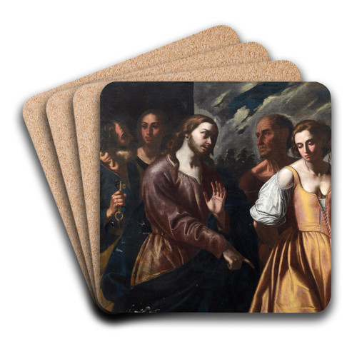 Christ and the Adulteress by Onofrio Palumbo Art Drink Coaster set