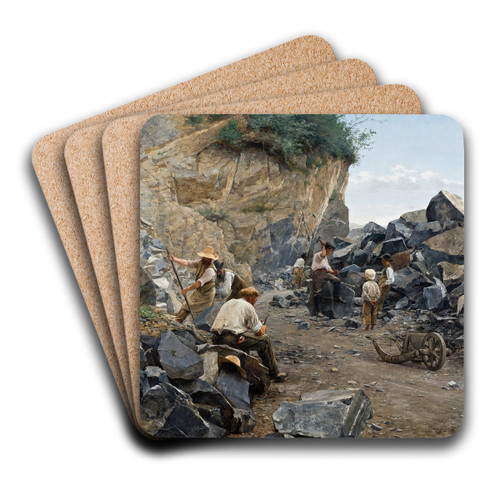 In the Quarry. Motif from Switzerland by Axel Jungstedt Art Drink Coaster set
