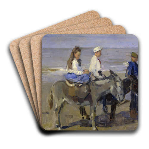 Boy and Girl on Donkeys by Isaac Israls Art Drink Coaster set