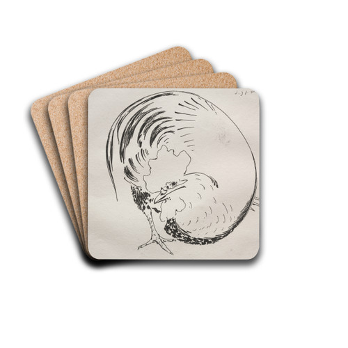 The High-Fired Service; Rooster (counterproof) by Flix Bracquemond Drink Coasters - set of 4