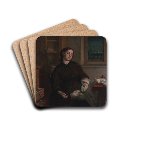 Home Dreams by Charles West Cope Drink Coasters - set of 4 Home Dreams by Charles West Cope Drink Coasters - set of 4