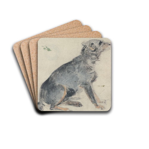 Study of a Dog by David Cox Drink Coasters - set of 4