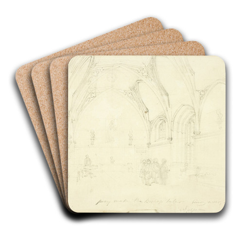 Study for Lambeth Palace, from Microcosm of London by Augustus Charles Pugin Art Drink Coaster set