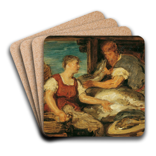 Die Fischverkuferin by Hans Canon Art Drink Coaster set