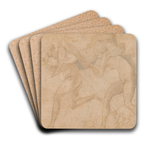 Two Nymphs Carrying a Third by Francesco Primaticcio Art Drink Coaster set Two Nymphs Carrying a Third by Francesco Primaticcio Art Drink Coaster set