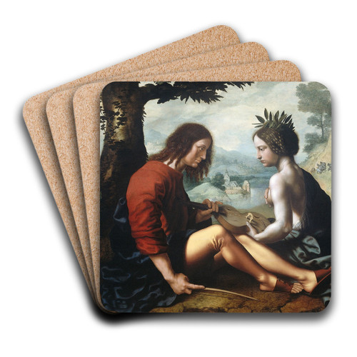 Allegory of Nature as the Mother of Art by Jan Sanders Van Hemessen Art Drink Coaster set Allegory of Nature as the Mother of Art by Jan Sanders Van Hemessen Art Drink Coaster set