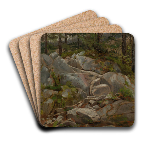 Felsblcke mit Tannenstmmen by Hans Thoma Art Drink Coaster set