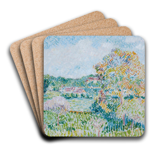 LeGrand Noyer Eragny, Automne by Camille Pissarro Art Drink Coaster set