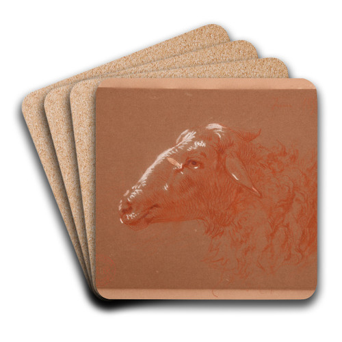 tude de tte de mouton by Jacques-Raymond Brascassat Art Drink Coaster set
