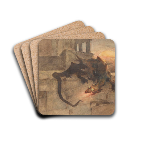 Dragon by Witold Pruszkowski Drink Coasters - set of 4