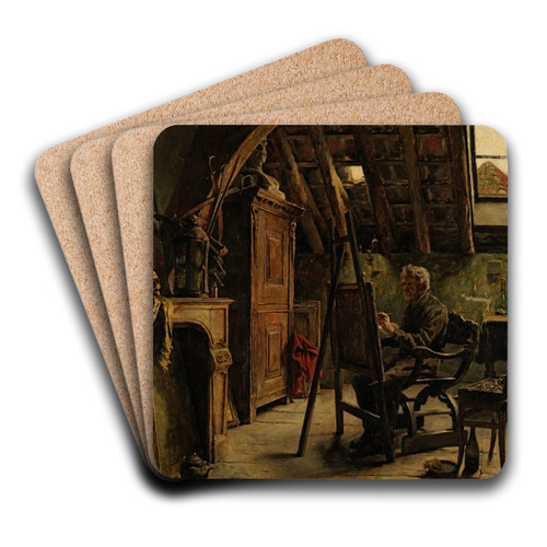 Workshop of a Painter by Charles Mertens Art Drink Coaster set Workshop of a Painter by Charles Mertens Art Drink Coaster set