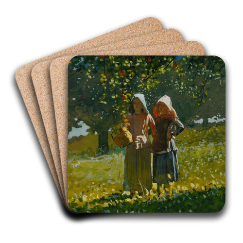 Apple Picking by Winslow Homer Art Drink Coaster set Apple Picking by Winslow Homer Art Drink Coaster set