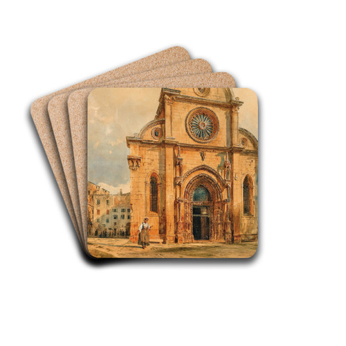 The cathedral of Sebenico (Sibenik) in Dalmatia by Rudolf von Alt Drink Coasters - set of 4