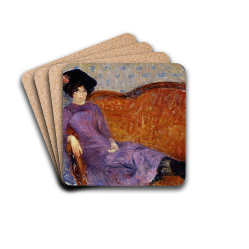 The Purple Dress by William James Glackens Drink Coasters - set of 4