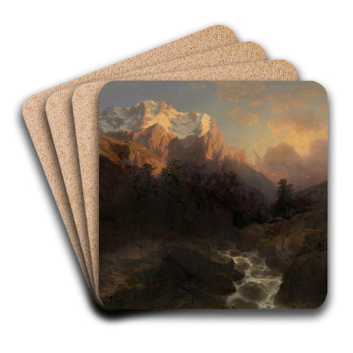 The Wetterhorn by Alexandre Calame Art Drink Coaster set