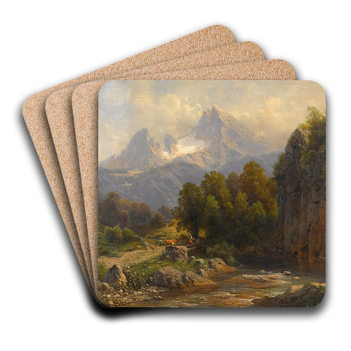 Blick auf den Watzmann by Carl Millner Art Drink Coaster set