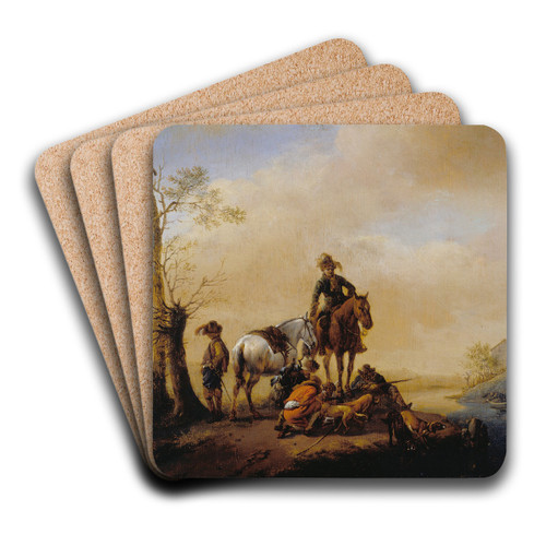 Halt of Sportsmen by Philips Wouwerman Art Drink Coaster set
