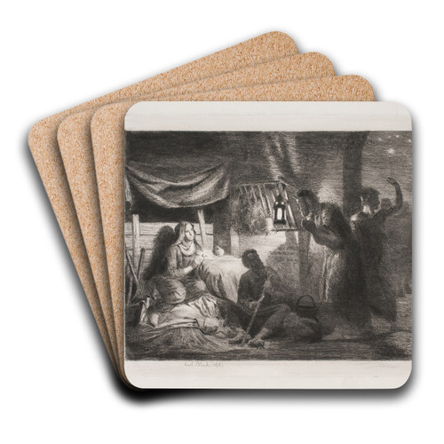 The worship of the shepherds by Carl Bloch Art Drink Coaster set