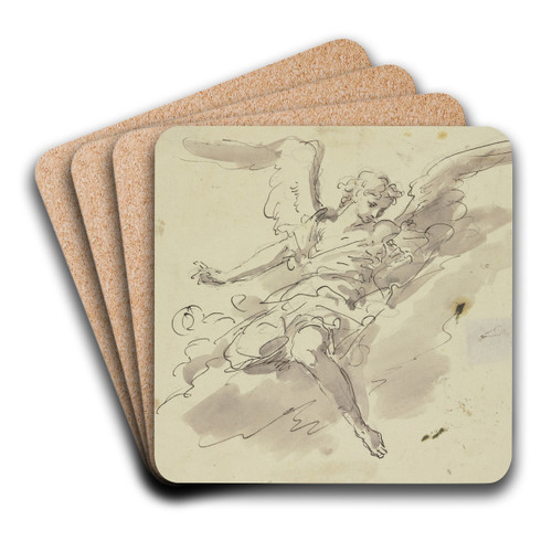 Angel on a cloud by Gaspare Diziani Art Drink Coaster set